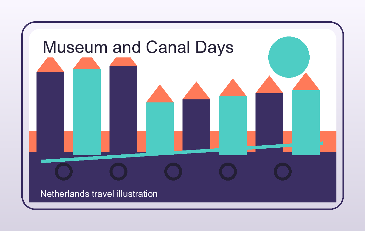 Illustratie van museumroutes en Nederlandse stadsreizen